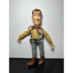 Disney Pixar Toy Story Woody Talking Doll Figure Thinkway Plush Cowboy 15" WORKS